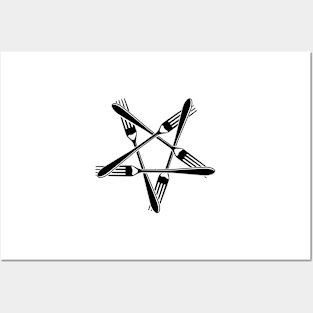 Fork Pentagram (black) Posters and Art